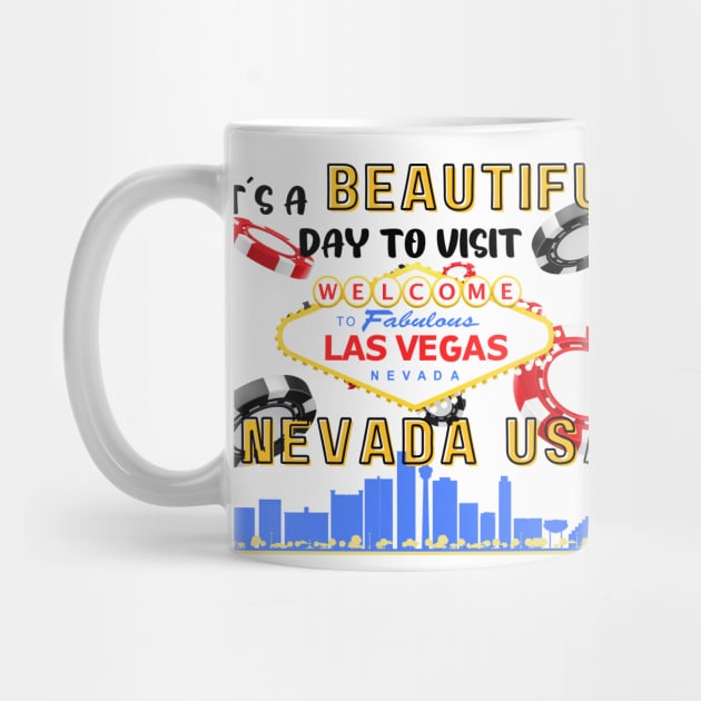 Travel to beautiful Las Vegas in Nevada. Gift ideas for the travel enthusiast available on t-shirts, stickers, mugs, and phone cases, among other things. by Papilio Art